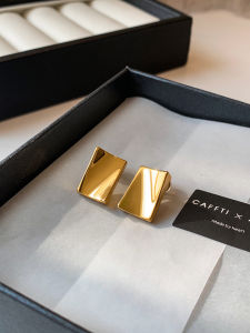 CAFFTI | Silver Sterling Gold Color Square Earrings