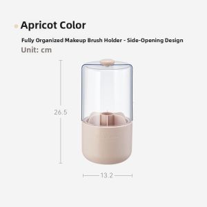 Elegant Dustproof Portable Makeup Brush Storage Box Cover Cosmetic Organizer Desktop Lazy Her round Shape ABS Storage Case