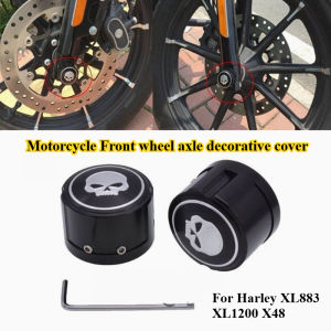 CNC Process Skull Motorcycle Front Axle Cover Suitable for Harley XL883/1200 X48 Dana Fat Boy Road King Great Glide Al Alloy