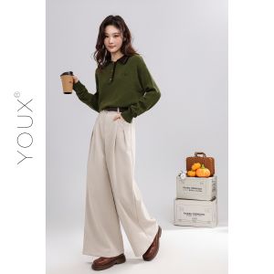 YOUXIANG | Quần Rộng Đùi Bằng Vải Coral Fleece