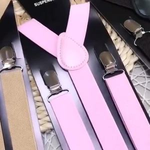 Suspenders Man Bowtie Solid Color Elastic PU Leather Suspenders For Man Belt Adjustable Straps Wedding Bow Tie Accessories Gifts