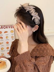 AMUMU แหวนผมผ้าตาข่ายสไตล์บัลเล่ต์หวานๆ พร้อมโบว์ผีเสื้อขอบกว้าง สำหรับผู้หญิง แหวนผมสไตล์เกาหลี แฟชั่นฤดูใบไม้ผลิ 2024