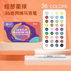 Arrtx Art Supplies Soft Tip Acrylic Marker Pens Set for Students Children Kindergarten Drawing Watercolor Painting Tools