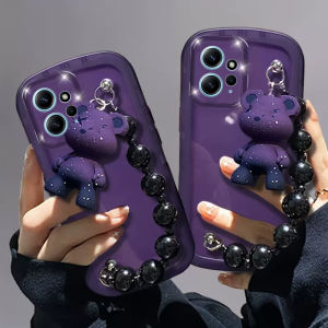 Thiết kế mới Ốp lưng Redmi Note12 Note 12S Note 12 Pro + Plus 5G 4G vỏ điện thoại nóng Thanh Niên màu tím đen Bulldog Gấu Mặt Dây Chuyền Vòng đeo tay ống kính trong suốt bảo vệ mềm Bìa Case 2023