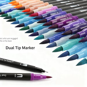 12-60 Colors Felt Tip Drawing Watercolor Art Markers Pen Dual Brush Fineliner Colouring Pen Set for Calligraphy Painting