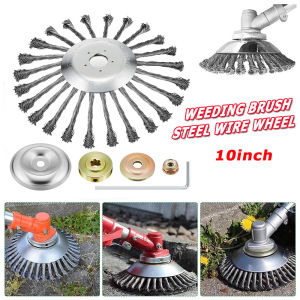 1Pc 10 Inch Steel Wire Wheel Universal Garden Weeding Brush Removal Rust Weed Brush Cutter Head Lawn Mower Brush Cutter Tools
