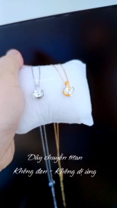 Dây chuyền titan mặt tròn đá chữ love TITAN sáng bóng không đen