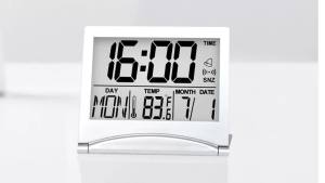 Foldable Backlit Calendar Clock Stylish Snooze Digital Alarm Clock Bedrooms Offices Travel Alarm Clock Compact Desk LCD Clock