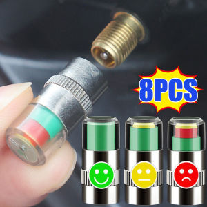 8pcs Car Tire Pressure Indicator Tire Pressure Gauge Indicator Alert Monitoring Valve Cap Sensor External Valve Detection Monito