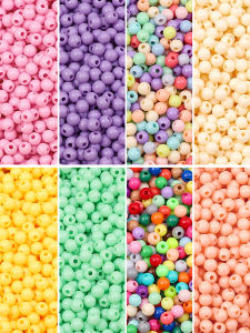 Candy Colored 4mm Acrylic round Beads DIY Handmade Bracelet Necklace Jewelry Accessories Material Solid Color Loose Beads