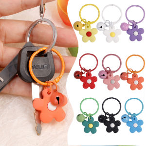 Fresh vibrant colorful small flower bell keychain candy color sweet cute key ring pendant womens bag pendant