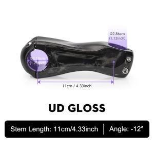 TOSEEK Carbon Stem12Degree Mountain Bike Stem 31.8mm Bicycle Handlebar Stems 70/80/90/100/110/120/130mm Black Gloss Bicycle Part