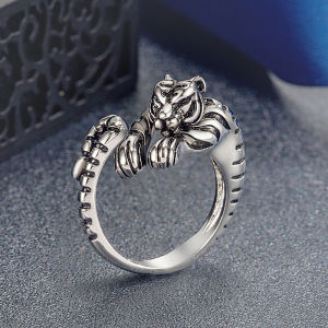 Women Vintage Animal Jewelry Gift And Fierce Tiger Adjustable Opening Ring Men