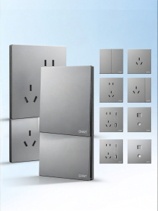 CHNT | Wall Mounted Single Switch with 5 Sockets Gray