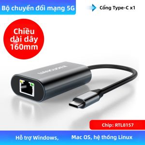 LIANGUO | Bộ chuyển đổi mạng USB Type-C sang RJ45 2.5Gbps Plug and Play