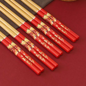 Bộ 2 Đôi Thìa Gắp Bằng Tre Nanyang Đỏ Cưới Di Chuyển Bộ Đồ Ăn Gia Đình Trung Quốc Truyền Thống Bộ Đồ Ăn Gia Đình