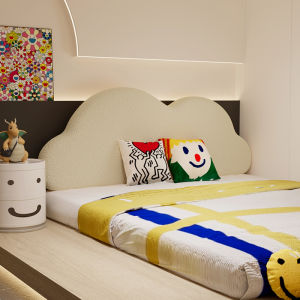 Princess Cloud Soft Cover Bedside Pillow Kids Removable Cover Sponge Filled Bedroom Decor Modern Minimalist Style Pure Color