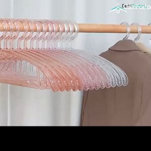 Wide shoulder Transparent Clothes Hanger Traceless Household Clothes Hanger Clothing Crystal Anti-slip Groove Design