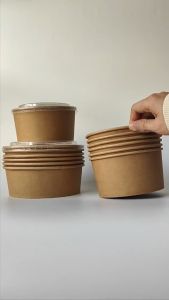 🚚จัดส่งในกรุงเทพฯ🚚 25/50/75/100 ชุด ถ้วยกระดาษ ถ้วยคราฟ ชามกระดาษ ชามกระดาษคราฟท์ มีฝาปิด PET 750ML/1000ML /เกรดอาหา/ซื้อกลับบ้าน