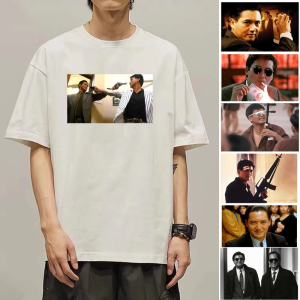 Beautiful Flowers Brand Dual Dragon T-Shirt Short Sleeve Anime Cartoon Print Breathable Cotton Material for Spring Fall Season