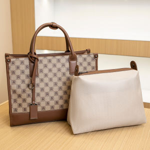 Luxury Large Capacity Leather Handbag Commuter Tote Bag Womens Printed Shoulder Crossbody Briefcase Soft Handle Zipper Closure