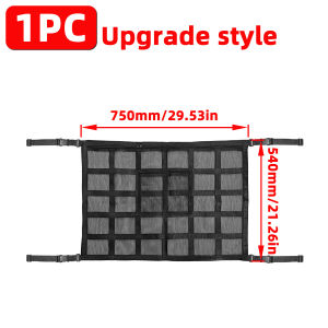 PINMOAP 1PC Car Ceiling Cargo Net Pocket Roof Storage Mesh Organizer Bag For Vehicles With 4 Grab Handles Travel Camping Gear