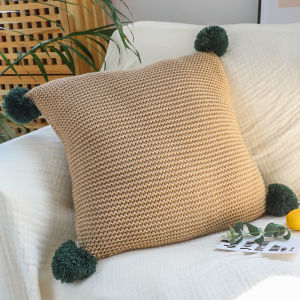 Nordic Style Knitted Pillow Living Room Sofa Core Ball Pure Color Cushion Home Textile Decorative Square Pillow Case