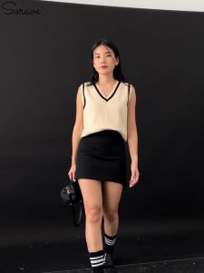Sorave - Knit Vest V-Neck Tanpa Lengan Rajutan All Size Wanita