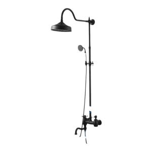 AZOS | Full Copper Black Shower Set with Adjustable Arm and Handheld Showerhead