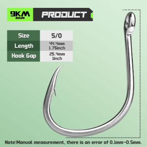 9KM Live Bait Hooks Saltwater Oshaughnessy Circle Hook Short Shank Inline Point Fishing J Hooks for Catfish Tuna