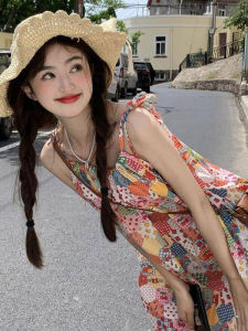 Váy Midi Không Tay Cổ Tròn in Họa Tiết Mùa Hè Cho Nữ Váy Midi Ren Xếp Ly Váy Mùa Hè Ngọt Ngào Váy Nữ