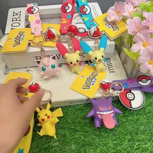 FUNISM Pokémon Keychain Anime Doll Gengar Pikachu Plusle Minun Car Pendant Couple Backpack Pendant Desktop Decoration Toy Gift