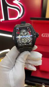 BONEST GATTI German Craftsmanship Mens Watch | Luxury Tonneau Stainless Steel Skeleton Automatic Mechanical Movement Wristwatch