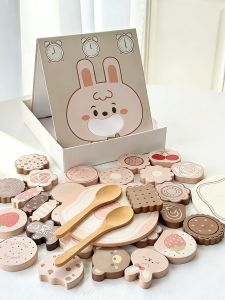 Cute Bear Bunny Feeding Role Play Wooden Toy