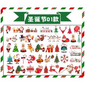 คริสต์มาส เเต่งทรัมพ์ สติกเกอร์ แต่งหน้า น้ำหนักเบา ทนทานต่อการซัก สติกเกอร์ ลายการ์ตูน น่ารักสำหรับเด็ก