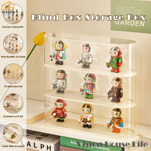 Vision 1PCS Stackable Toy Storage Box Transparent Dust-proof Doll Model Display Box Pop Mart Handholds Storage Rack with Clear Cover Handheld Display Shelf