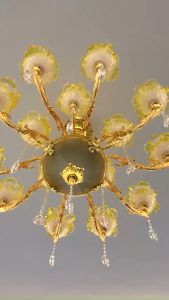 (Video+ảnh thật) Đèn chùm 15 tay chao bắp cải tay mạ hợp kim sơn tĩnh điện cho phòng kháchhàng loại 1 bảo hành 10 năm