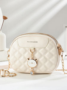 Mini round Chain Shoulder Bag Womens Fashion  Style Mobile Phone Bag Soft PU Leather Zipper Closure Casual Leisure