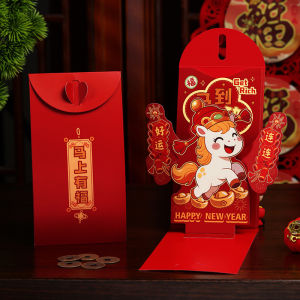 3D Pop-Up Horse Red Envelope 2026 Creative Folding Ang Pao for Chinese New Year Surprise Lucky Money Gift for Kids