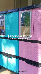 LEMARI PLASTIK 4 SUSUN TINGKAT JUMBO GANTUNG CERMIN KABINET KARAKTER BAJU EXCEL RAK SERBAGUNA AQP