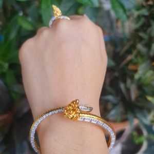 ชุดเครื่องประดับพญานาค ทองคำแท้ ฝังเพชร พร้อมต่างหูและแหวน พร้อมกล่องและบัตรเสริมดวง