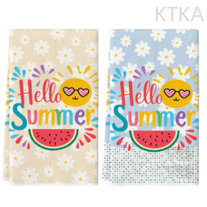 2Pcs Watermelon Daisy Print Kitchen Towels Best Kitchen Towels Fun Kitchen Towels Cooking and Baking Tea Towels Dish Towels Cleaning Cloths Hand Towels Tea Towels Super Soft Highly Absorbent Sweet Housewarming Gift for Friends Kitchen Acces...