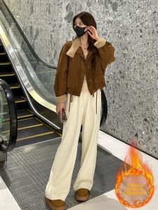 Shalldoer | Faux Fur Lined Lamb Short Coat Retro Winter Warm