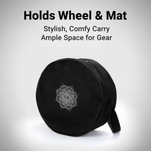 Yoga Wheel Bag Nylon Black Mandala Flower Yoga Circle Bag Large Capacity Double Zipper Pilates Wheel Backpack Fitness Sport Bag