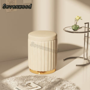 Sevenwood Living Room Low Stool Bedroom Makeup Chair Dressing Table round Stool Northern Light Luxury Shoe Changing Stool