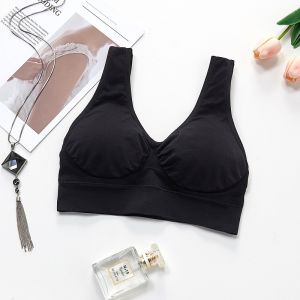 Genie Bra Womens Seamless Antibacterial Thin Fabric Bra Wireless Comfortable Underwear Full Cup Nylon Fabric Vest Style Bra