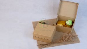 [25 PCS] Box Kue 14x12 Kraft Dus Kue Box Renda Snack Donat Kue