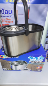 โอเวอร์คลีน® OVERCLEAN ม็อบถูพื้นถังปั่นสแตนเลสของแท้ เกรดดีสุด แข็งแรง ทนทานปั่นลื่น