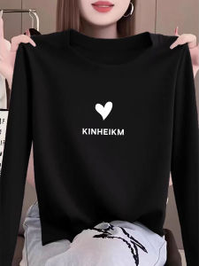 Pure Cotton Long Sleeve round Neck T-Shirt Womens Niche Design Fashionable Versatile Base Shirt Autumn Trend Shoulder Width