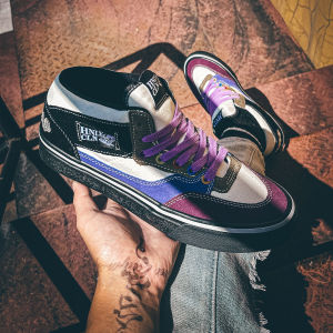 HNLY CLH Colorful Personality Contrast Color Retro Faux Suede mid Top Casual Skate Shoes Youth Trendy Wear Resistant Rubber Sole